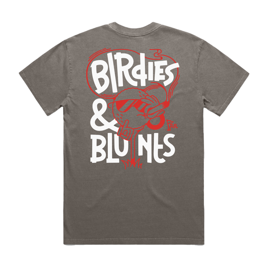 Birdies & Blunts - Heavy Faded Grey Tee